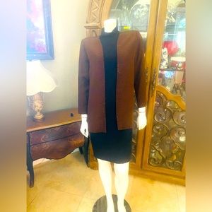 Vintage Sansappelle Brown/Black 100% Silk 1pc Dress Sz 8